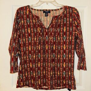 Chaps Women's 3/4 Length Multicolor Striped Top Size XL